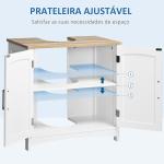Móvel para Lavatório Pousar Armário para Casa de Banho de Madeira com 2 Portas e Prateleira Interior Ajustável 60x30x60cm Branco