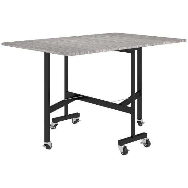 Mesa de Jantar Dobrável para 4 - 6 Pessoas com Rodas e Abas Rebatíveis para Cozinha 120x80x73 cm Cinzento