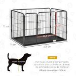 Barreira de Segurança para Animais de Estimação Parque de Diversão para Animais com 4 Painéis de Aço 109x74x71cm com Porta de Trava Dupla e Bandeja Removível para Exterior Interior Cinza