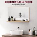 Espelho de Casa de Banho de Parede com Prateleira Aberta Estilo Moderno para Hall de Entrada e Corredor 60x12x40 cm Madeira Natural
