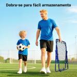 Rede de Ressalto para Futebol em Metal com Ângulo Ajustável e 20 Cordas Elásticas 96x80x96 cm Azul