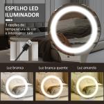Toucador com Espelho e Luzes LED Ajustáveis 5 Gavetas 4 Compartimentos e 1 Prateleira 100x44x137 cm Branco e Madeira