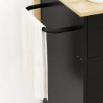 Ilha de Cozinha com Rodas com Lateral Dobrável Gaveta Suporte para Temperos e Prateleira Ajustável 106x42x87 cm Preto e Carvalho