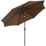 Chapéu de Sol de Jardim Ø295x250cm com Manivela Chapéu de Sol Exterior com Mecanismo de Inclinação e Mastro Desmontável de Metal para Terraço Piscina Pátio Café