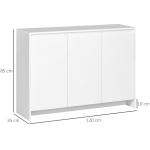 Móvel Aparador com 3 Portas Prateleiras Ajustáveis ​​e Suporte com Fecho Suave para Televisores 120x35x85 cm Branco