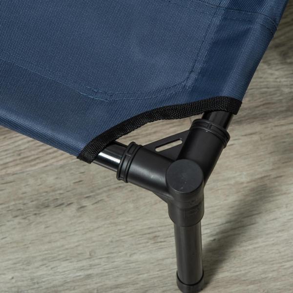 Cama para Animais de Estimação Cama Elevada para Cães Gatos com Tecido Transpirável para Dormir Relaxar Exterior Jardim Terraço 122x91x23cm Azul