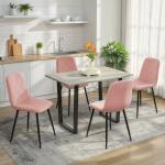 Conjunto de 4 Cadeiras de Jantar em Veludo com Pernas de Aço para Sala 45x54x87 cm Rosa
