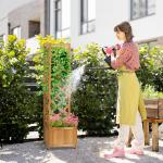 Floreira com Treliça de Madeira Caixa de Plantio com Suporte para Plantas Trepadeiras 40x40x145cm Madeira