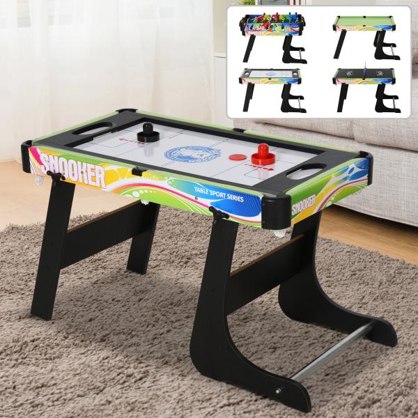 Mesa de Jogos Dobrável 4 em 1 Matraquilhos Hóquei de Mesa Bilhar Pingue - Pongue e Acessórios Incluídos 86,5x43,5x64 cm Multicor
