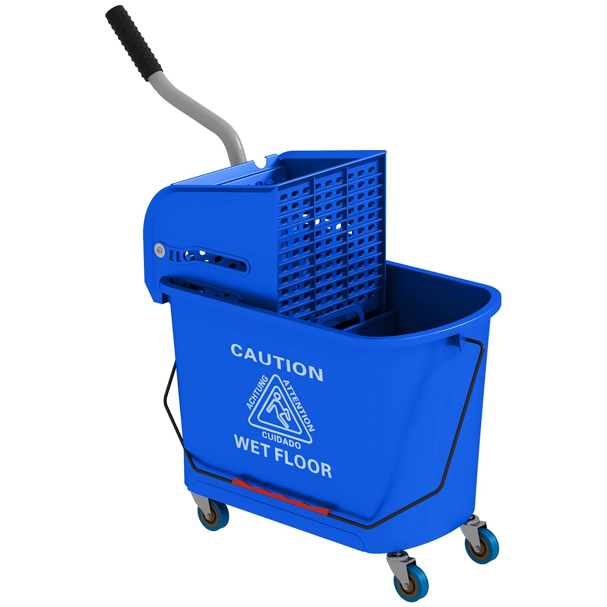 Balde de Esfregona com Rodas 20 L Balde com Escorredor e Asa de Transporte para Uso Doméstico e Comercial Azul