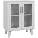 Aparador de 2 Portas Aparador de Sala com 2 Prateleiras Portas Transparentes para Cozinha e Entrada Branco 61x35x75 cm