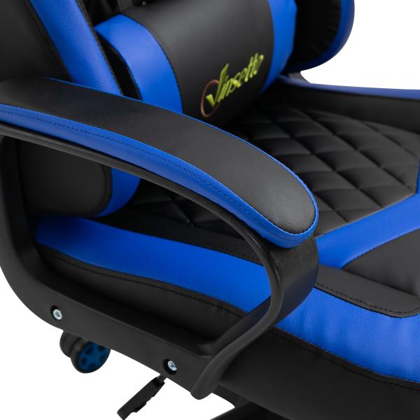 Cadeira Gaming Cadeira de Escritório Ergonómica com Altura Regulável Basculante Apoio de Cabeça 61x70x121 - 129 cm Azul