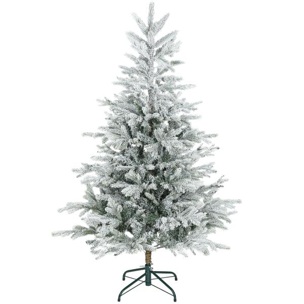 Árvore de Natal Artificial 150 cm Árvore de Natal Nevada com 828 Ramos Base Dobrável e Fácil de Montar Verde