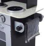 Cozinha de Brinquedo Infantil Cozinha de Madeira para Crianças com Acessórios Cozinha para Crianças com Forno Micro - Ondas Lavatório 105x31,5x95 cm Cinza e Preto