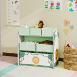 Estante Infantil para Brinquedos com 6 Caixas em Tecido Não Tecido Organizador de Brinquedos de 3 Níveis 63x30x66 cm Verde