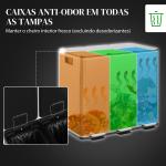 Balde de Lixo de Cozinha com 3 Compartimentos 3x15L com Pedais Tampas com Fechamento Suave e Cubo Amovível Prata