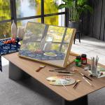 Cavalete de Mesa Dobrável em Madeira com Ângulo Ajustável 75,8x51 cm Formato A2 para Pintura e Esboços, Madeira Natural