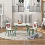 Conjunto de Mesa e Cadeiras para Crianças de 3 Peças Mesa Infantil com 2 Cadeiras Conjunto de Móveis para Atividades Verde