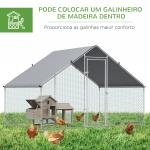 Galinheiro de Exterior Grande Área Aberta de 6 ㎡ para 4 - 6 Galinhas Galinheiro de Aço Galvanizado 3x2x2m