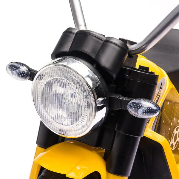 Motocicleta Elétrica Infantil com 3 Rodas Triciclo a Bateria 6V para Crianças de 18 - 36 Meses com Farol Buzina 72x57x56cm Amarelo