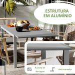 Mesa de Jardim Extensível Mesa de Terraço Retangular para 6 - 8 Pessoas Capacidade 50 kg 180/240x94x73 cm Cinza Escuro