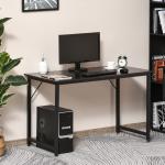 Secdretária Mesa de Computador com Pés Ajustáveis e Estrutura em Aço Secretária Estilo Moderno 120x60x73 cm Marrom Escuro e Preto