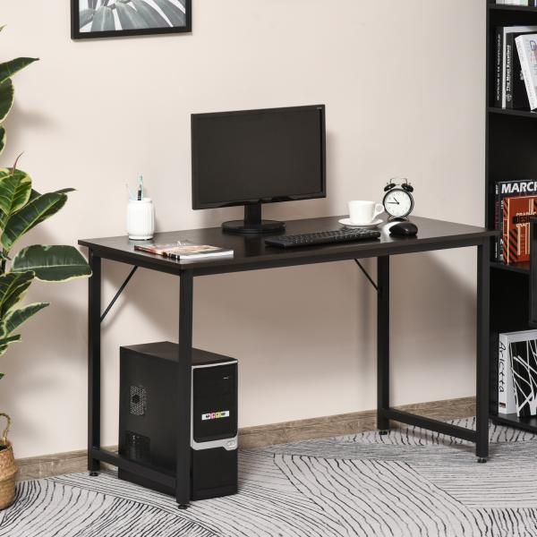 Secdretária Mesa de Computador com Pés Ajustáveis e Estrutura em Aço Secretária Estilo Moderno 120x60x73 cm Marrom Escuro e Preto