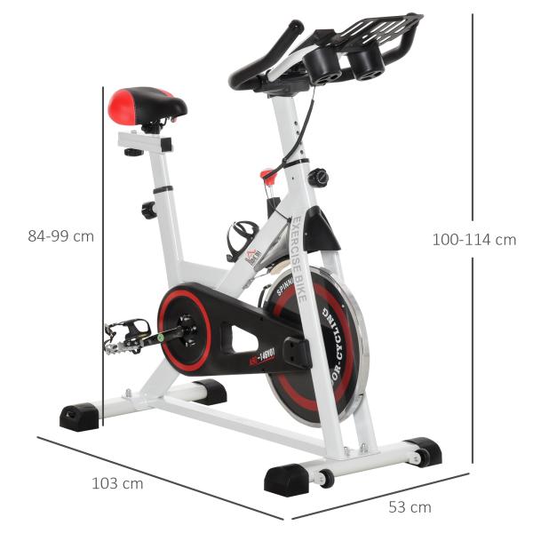 Bicicleta Ergométrica com Tela LCD Sela Ajustável Volante 8 kg para Escritório Branco