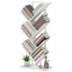 Estante em Forma de Árvore de 7 Níveis Estante de Livros com 7 Prateleiras e Estrutura de Aço 50x24x109 cm Branco