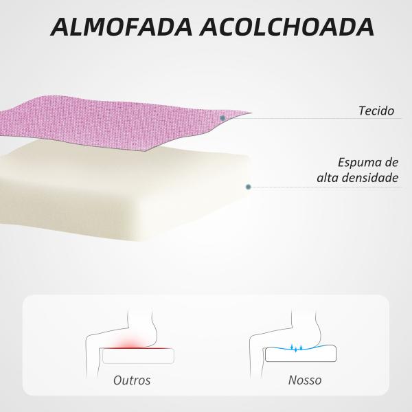 Cadeira de Escritório sem Apoio para os Braços Estofada em Linho Sintético com Altura Ajustável 53x43x85 - 93 cm Rosa