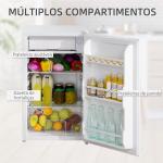 Mini Frigorífico 91 L com Congelador, Frigorífico Silencioso, Frigorífico Pequeno para Colocar Sob Bancada com Temperatura Regulável e Porta Reversível, Prateleiras Ajustáveis, Branco