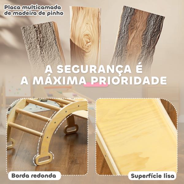 Triângulo de Escalada de Madeira 5 em 1 Escada para Crianças de 18 - 48 Meses com Rampa e Arco de Escalada 178x64,5x63 cm Madeira