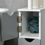 Coluna Casa de Banho com 2 Portas e 2 Prateleiras Abertas Estilo Moderno 15,2x29,8x118cm Branco e Cinza