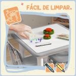 Mesa e Cadeiras para Crianças de 3 Peças com Altura Ajustável para Sala de Jogos Quarto Escola Infantil Branco e Cinza