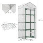 Estufa de Jardim com 4 Prateleiras e Cobertura de PE Estufa de Aço para Cultivo de Plantas Flores 70x50x160cm Branco