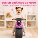 Mota de Equilíbrio Infantil sem Pedais com Música e Rodas Extra Largas para Crianças dos 18 – 36 Meses Rosa