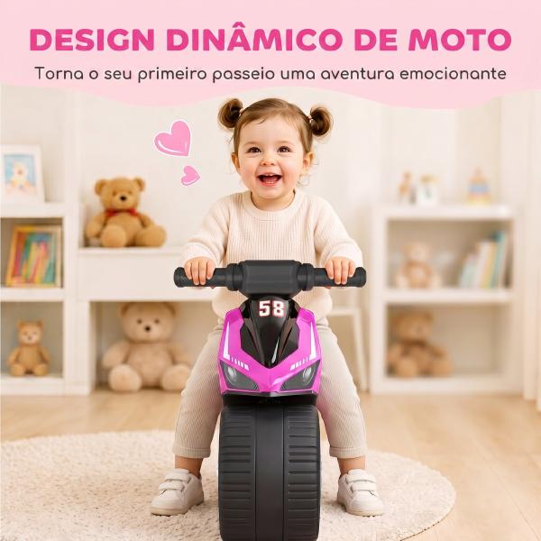 Mota de Equilíbrio Infantil sem Pedais com Música e Rodas Extra Largas para Crianças dos 18 – 36 Meses Rosa