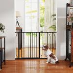 Barreira de Segurança para Cães Extensível para Escadas e Portas 75 - 115 cm com 2 Extensões e 10 - 20 cm Altura 76 cm Preto