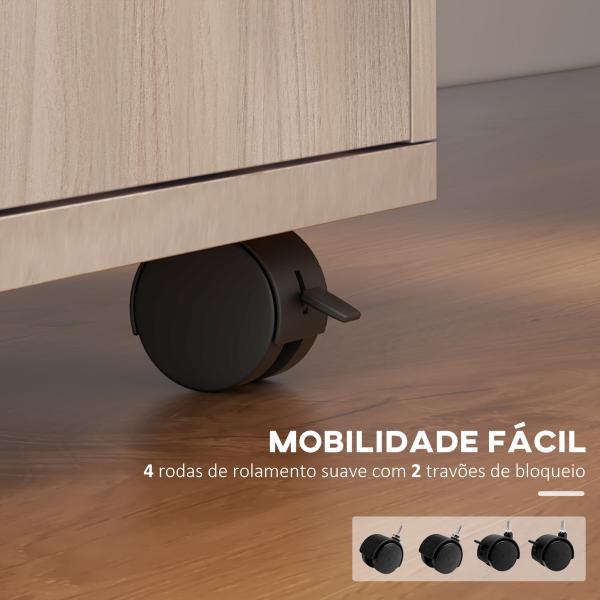 Bloco de Gavetas com Rodas Gaveta Compartimento Porta Arquivador Móvel para Escritório 40x35x60 cm Carvalho