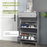 Sapateira Móvel Sapateira Estreita com 2 Portas e 1 Gaveta para 8 Pares de Sapatos 60x23,5x98,5 cm Cinzento