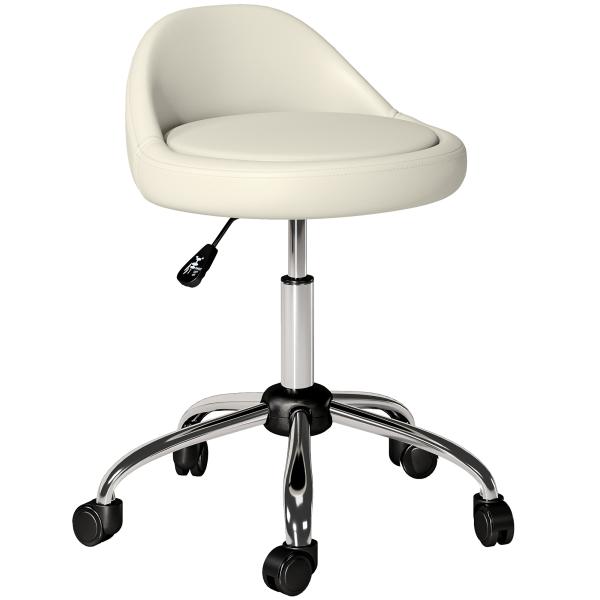 Banco com Rodas Banco Giratório com Altura Ajustável Cosmética Dentista Cabeleireiro Ø50x63 - 83 cm Branco