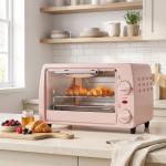 Forno Elétrico de Bancada 10 L 750 W com Temperatura até 230 °C e Temporizador 36,5x26x22 cm Rosa