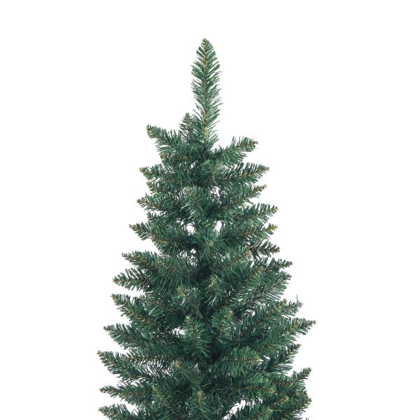 Árvore de Natal Tipo Lápis 210 cm com Base Dobrável e 687 Ramos para Escritório Verde