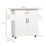 Carrinho de Cozinha com 1 Gaveta Suporte para Panos e Especies Carrinho Auxiliar com Rodas 105x36x85cm Branco