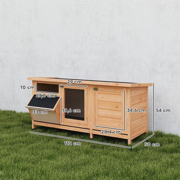 Coelheira de Madeira Gaiola para Coelhos com Telhado Asfáltico Rebatível Portas com Fecho Bandejas Removíveis 112x50x54 cm Amarelo