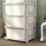 Organizador de Brinquedos com 4 Gavetas Torre de Arrumação para Crianças +3 Anos Cantos Arredondados e Pegas 37x37x76 cm Creme