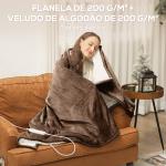 Manta Elétrica 180x130 cm Manta Térmica com Tecido Suave 10 Níveis de Temperatura e Temporizador Marrom