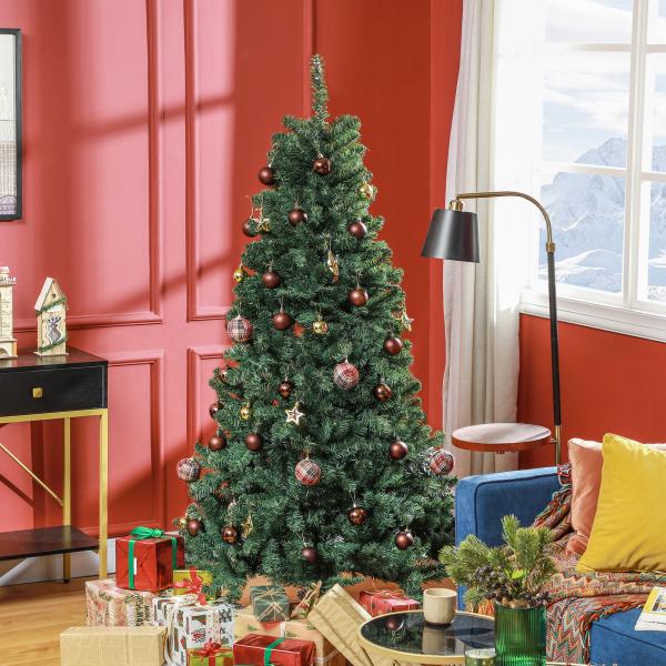 Árvore de Natal Artificial 180 cm com 760 Ramos de Arame de Memória e Base Recolhível Árvore de Natal Verde