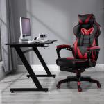 Secretária tipo gaming mesa de escritório com suporte para copos gancho e pés ajustáveis ​​120x65x74,5 cm preto
