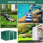 Abrigo de Jardim 258x206x178cm 5,3m² Abrigo de Aço Galvanizado com Portas de Correr e Ventilações para Armazenamento de Ferramentas Jardinagem Verde
